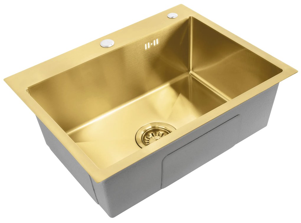 Rea Liam, oceľový kuchynský drez 530x450x200mm + sifón, zlatá matná, ZLE-06007