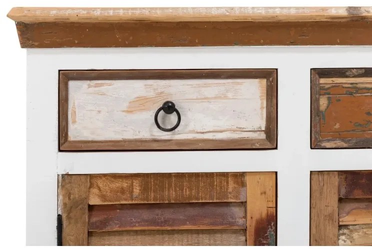 furniture-nabytek.cz - Masívna 2-dverová komoda Perth z recyklovaného tvrdého dreva, lakovaná, biela/barevná – 90×42×95 cm