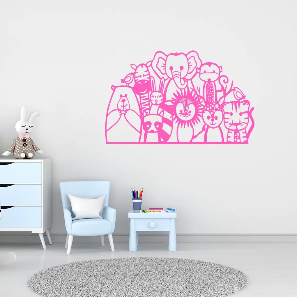 Veselá Stena Samolepka Africké zvieratká Farba: šedá, Veľkosť: 100 x 62 cm