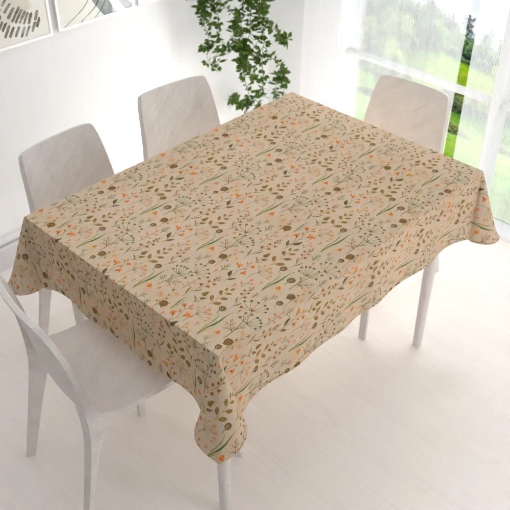 Biante Dekoračný obdĺžnikový obrus PML-070 Jesenné rastliny na svetlo hnedom 140x180 cm