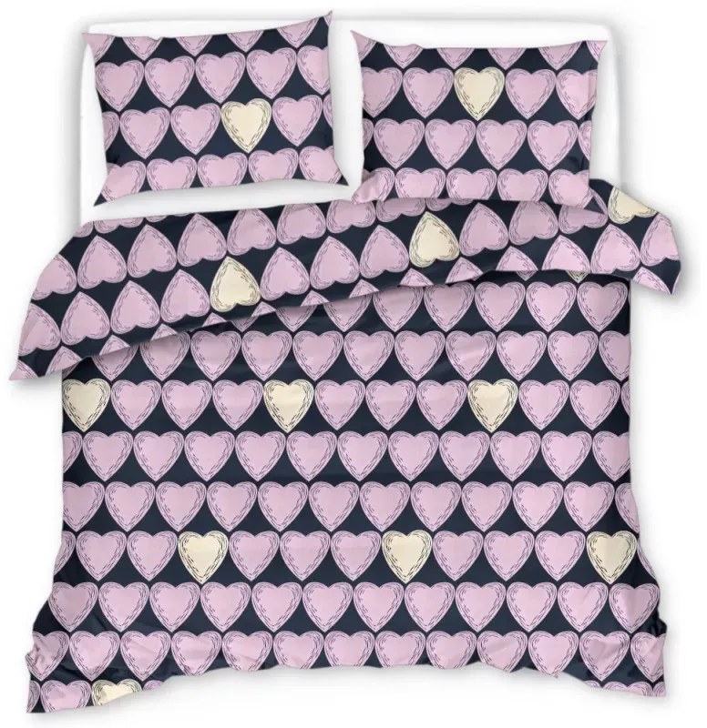 Obliečky z mikrovlákna VIOLET HEARTS svetlo fialové Rozmer obliečky: 2 ks 70 x 80 cm | 160 x 200 cm