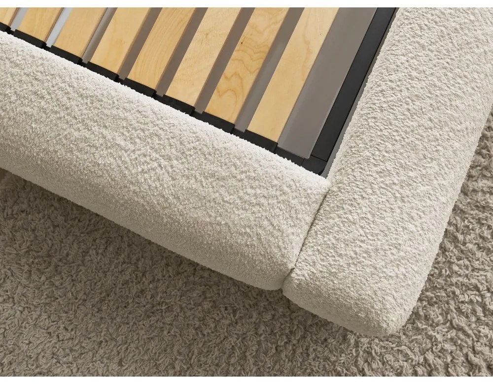 Béžová čalúnená dvojlôžková posteľ s úložným priestorom s roštom 160x200 cm Orlane – Bobochic Paris