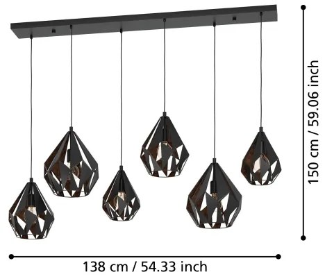 Eglo 43846 - Luster na lanku CARLTON 6xE27/40W/230V
