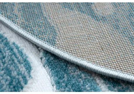 Moderný MEFE Vlny okrúhly koberec 8761 - Štrukturálny, dve vrstvy rúna krém / modrý Veľkosť: kruh 160 cm