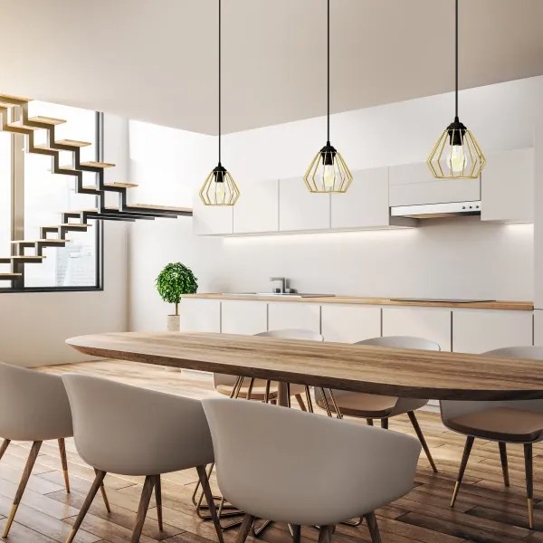 Luster na lanku AGAT 1xE27/15W/230V zlatá/čierna