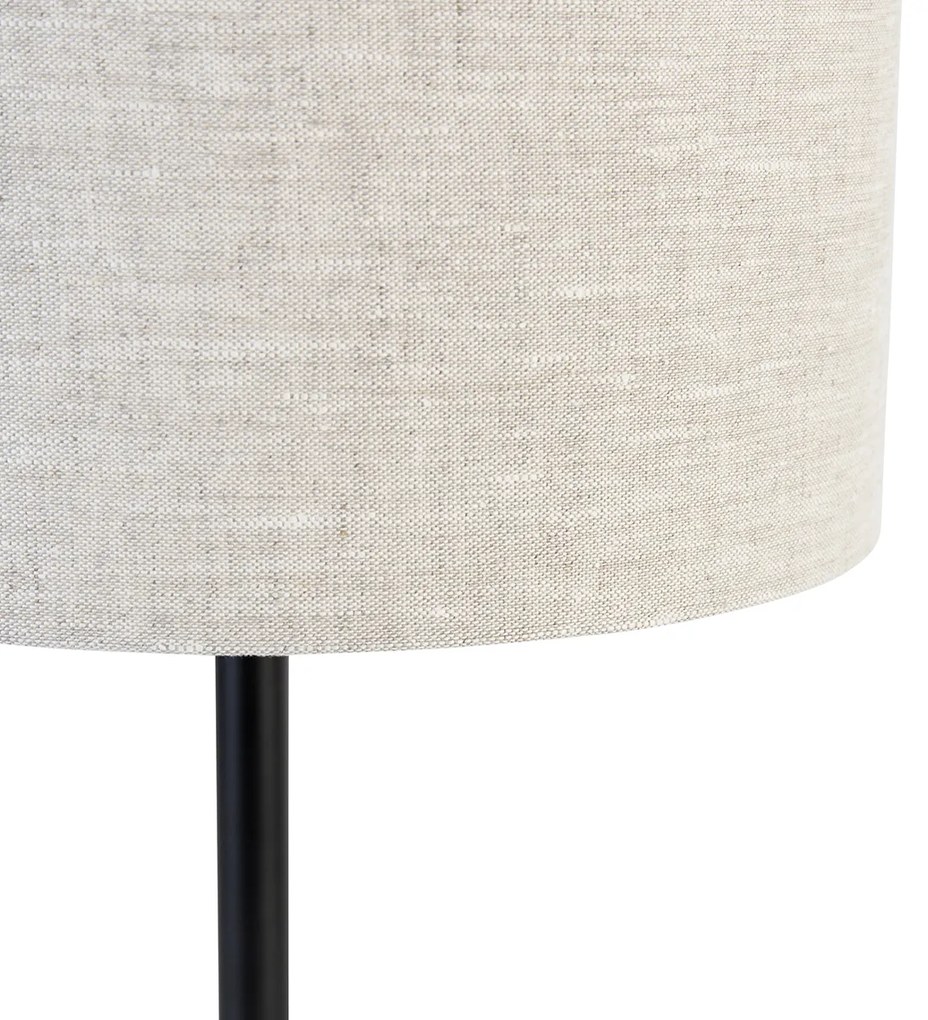Moderná stolná lampa čierna s tienidlom z bouclé svetlosivej 35 cm - Simplo
