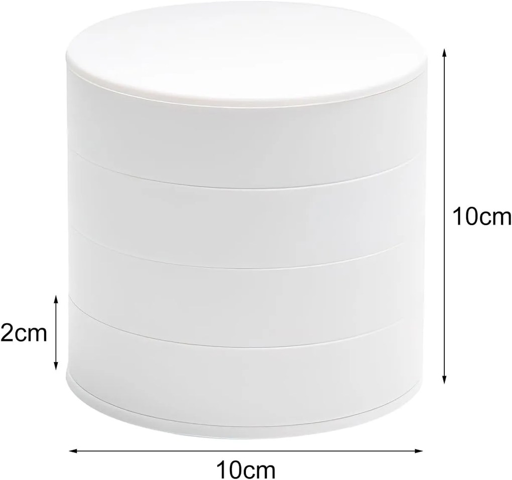 VERK GROUP 4 - poschodový okrúhly organizér na šperky, šperkovnica, biela