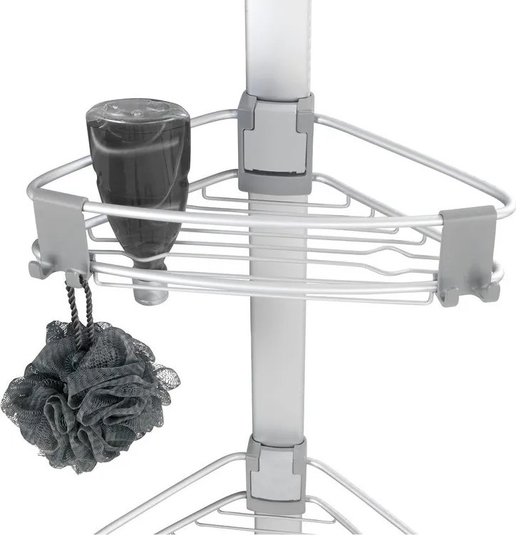 Teleskopická hliníková kúpeľňová polička v matne striebornej farbe Purio – Wenko