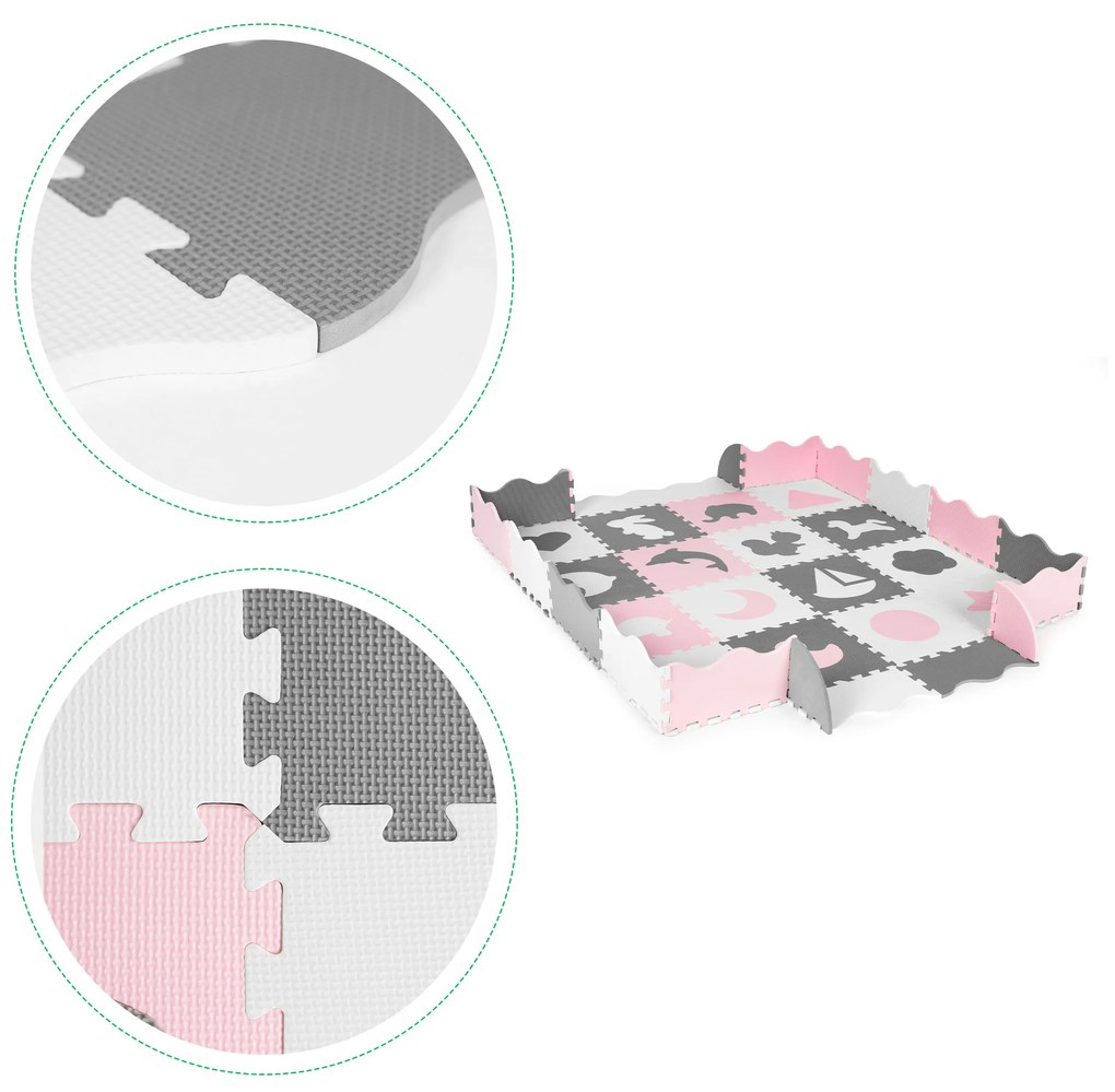 Penová puzzle podložka s ohrádkou 36 prvkov ECOTOYS