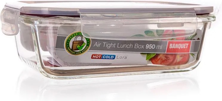 Dóza sklenená LORA s viečkom, bordó 950 ml