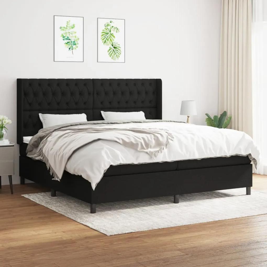 Boxspring posteľ s matracom čierna 200x200 cm látka 3131699