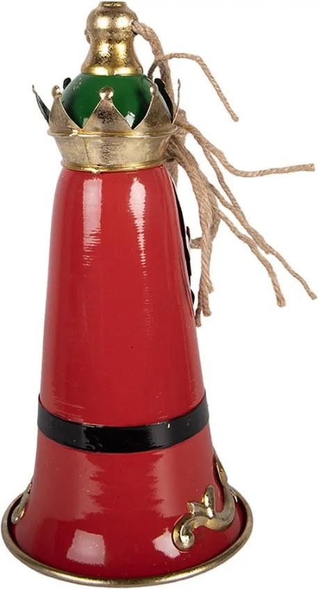Kúzelný červený kovový vianočný zvonček Santa v podobe kráľa - Ø 13*26 cm