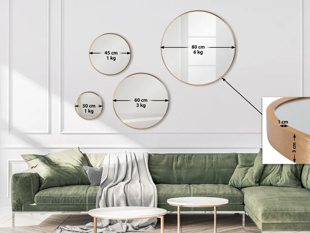 Nástenné zrkadlo Elsie M 323822 - 45x45 cm - Zlatá mat