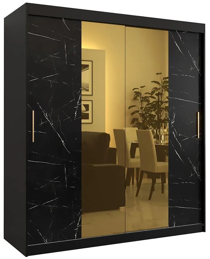 Skriňa Platinum T1 180 čierna marmur/čierna