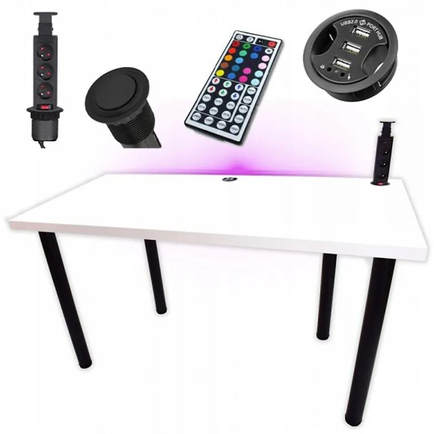 Písací Stôl Low Biely 136x66x3,6 Model 3