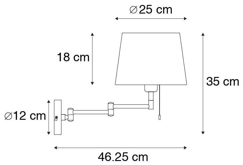 Inteligentná nástenná lampa bronzová s bielym tienidlom vrátane WiFi A60 - Ladas Deluxe