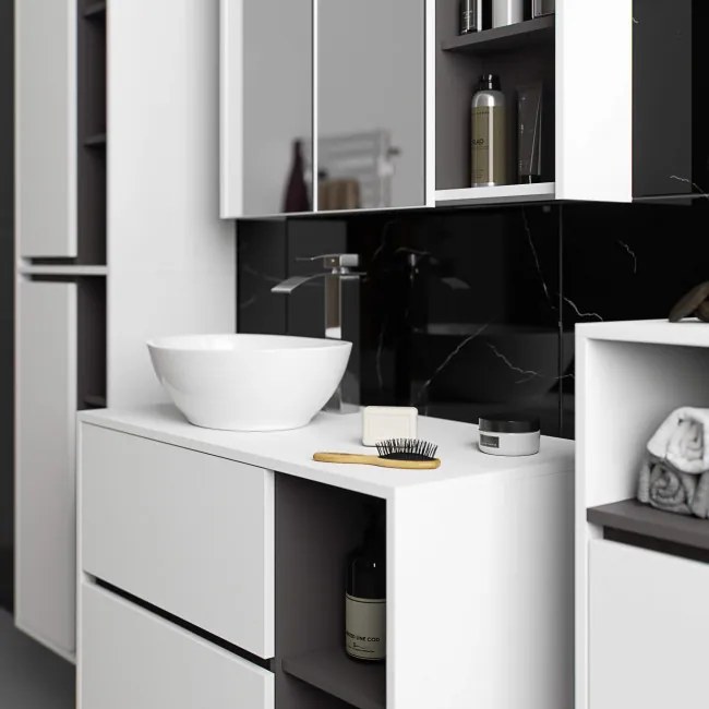 Kúpeľňová skrinka VAMI W35 1D 1W biela ​​/ grafitová