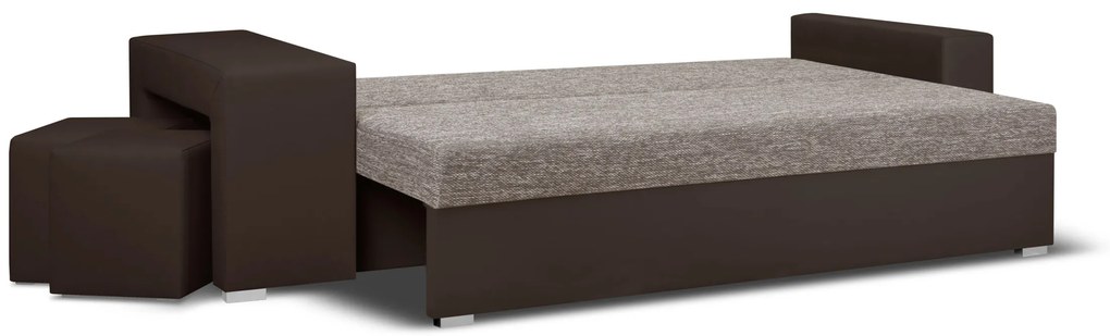 Rozkladacia pohovka MILAN II Hnedá+ 2 Taburety