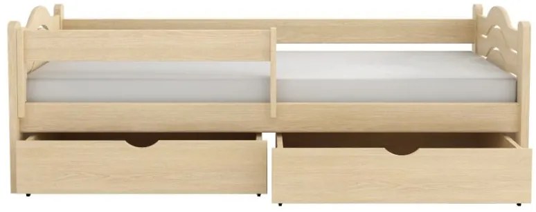 Detská posteľ z masívu borovice PINOCCHIO so šuplíkmi - 200x90 cm - PRÍRODNÁ BOROVICA
