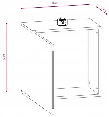 Nástenná skriňa Vivien 50 cm čierny lesk