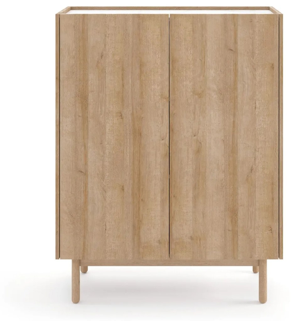 Komoda Boho La 97 cm dub riviéra/biely mramor