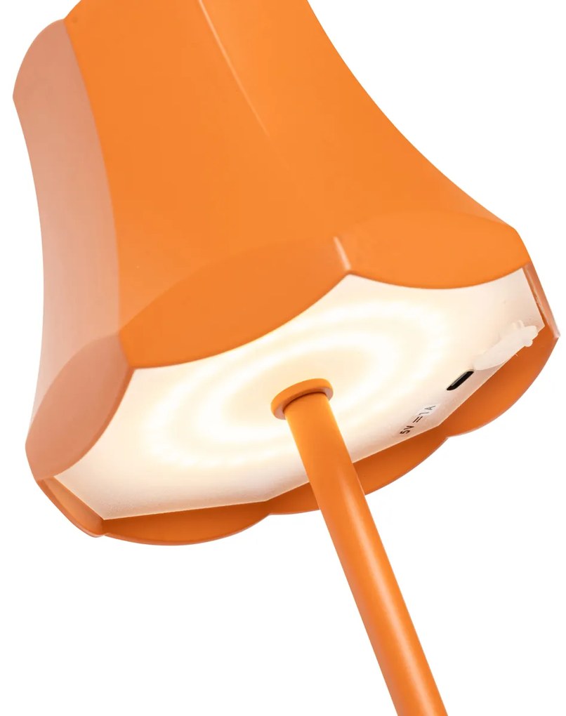 Retro stolná lampa oranžová nabíjateľná IP44 - Granny