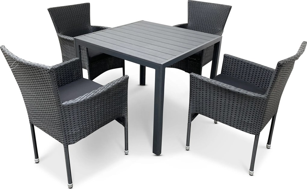 Noela Záhradný jedálenský set Viking M + 4x ratanové kreslo Bali