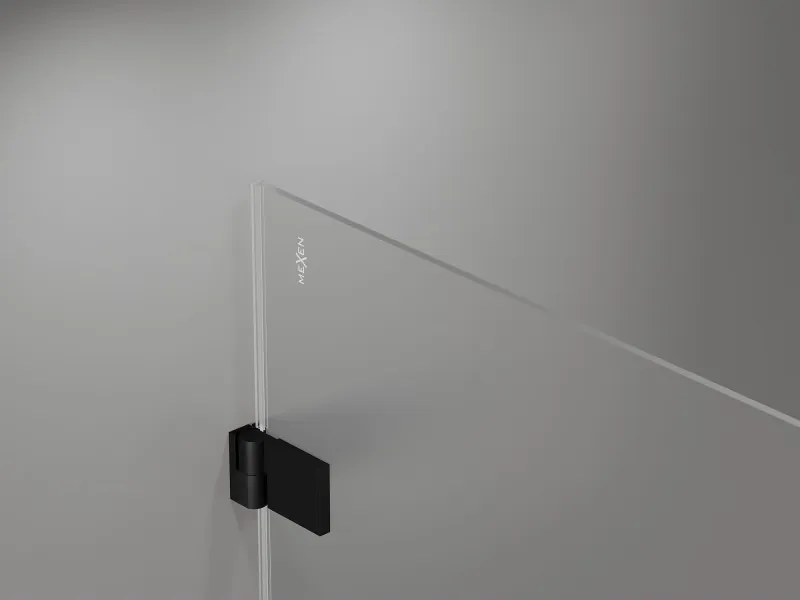 Mexen Lunar-B, výklopný sprchový kút ľavý 100 x 100 cm, 8mm číre sklo, čierny profil, 832-100-100-70-00-L