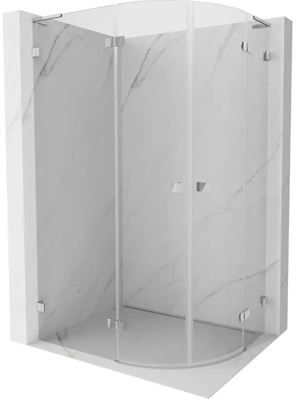 Mexen Lunar, L polkruhový sprchový kút naklápací doľava 100 x 80 cm, 8mm číre sklo, chrómový profil, 833L-100L-080P-01-00