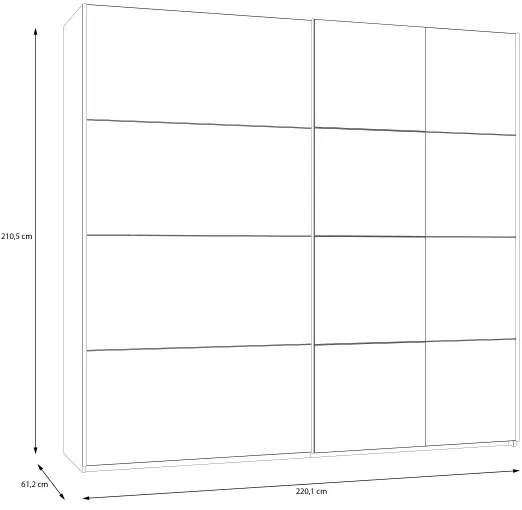 Šatníková skriňa so zrkadlom ODEN 220x210 cm béžová