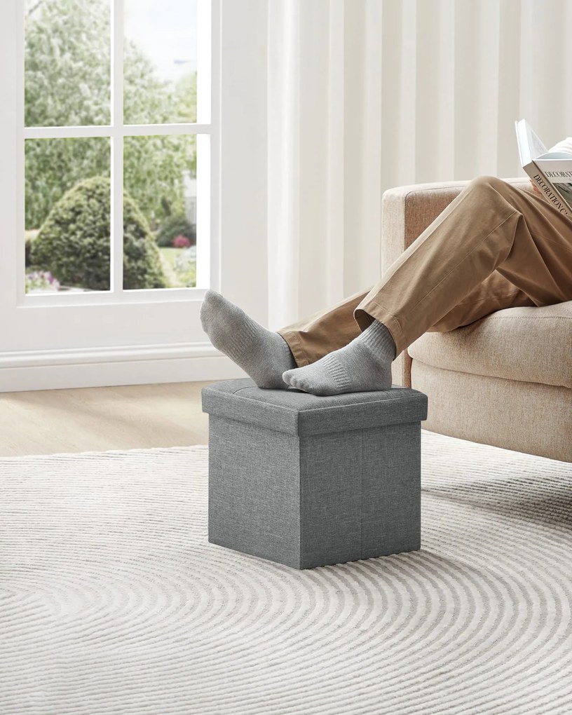 Taburet s úložným priestorom OTTOMAN 30x30 cm, sivý