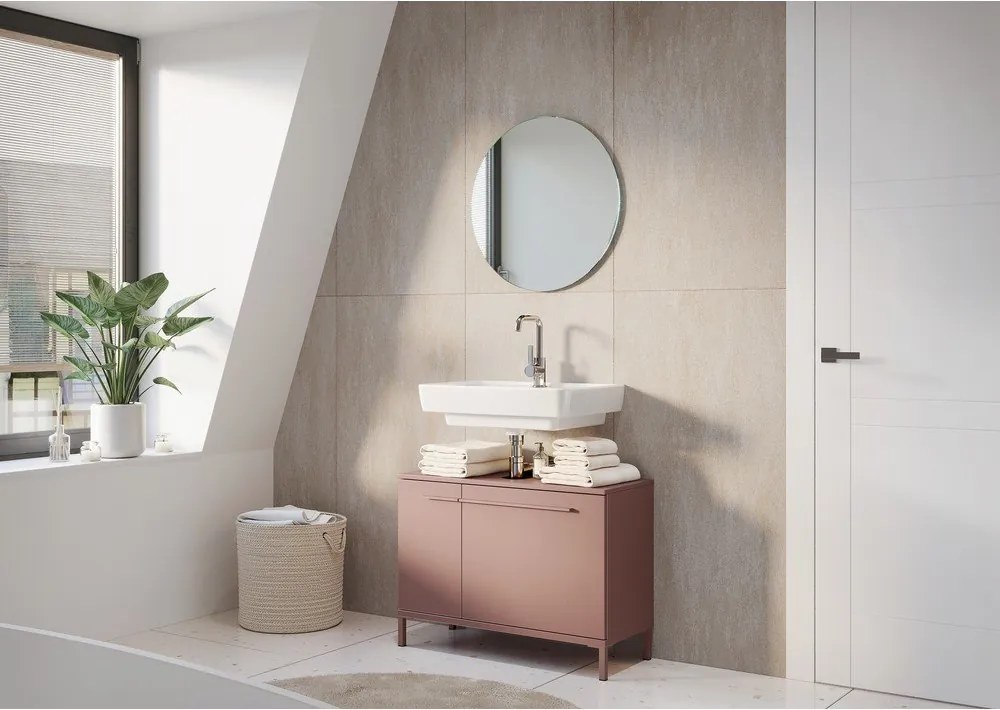 Hnedá matná skrinka pod umývadlo 80x59 cm Laurino – Germania