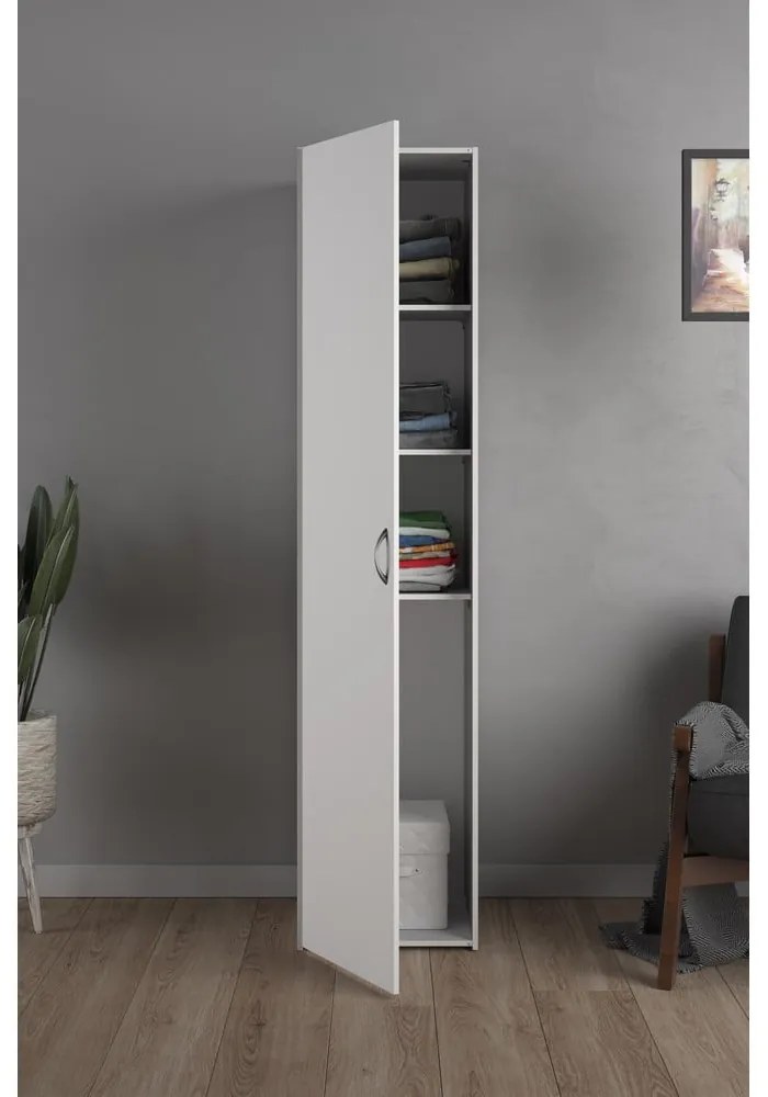 Biela šatníková skriňa 39x175 cm Space – Tvilum