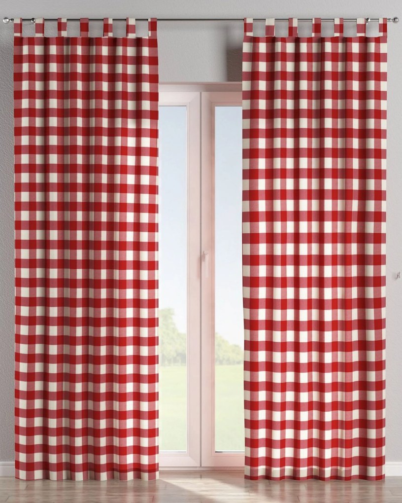 Záves na pútkach farba produktu červená látka vzorované