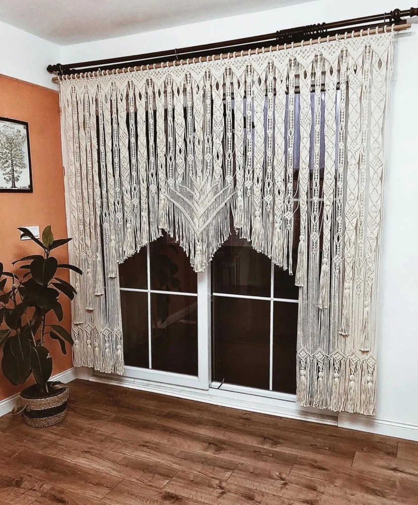 Makramová záclona so šnúrkou 220 cm x 220 cm