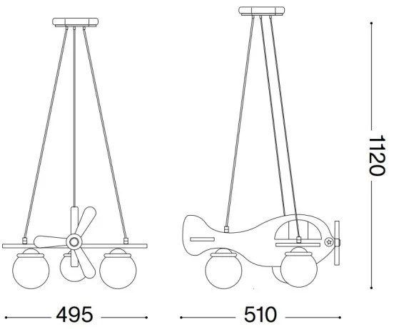 Ideal Lux - Detský luster na lanku AVION 3xE27/28W/230V modrá