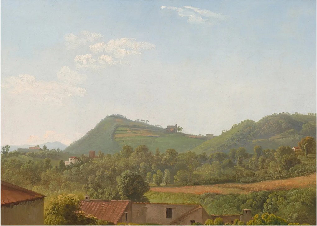 Sklenený obraz - Simon Denis, View Near Naples, reprodukcia (70x50 cm)