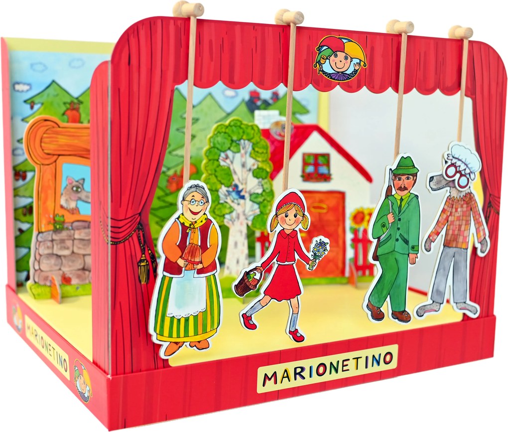 MARIONETINO Bábkové divadlo – Červená Čiapočka a Janko a Marienka (kompletný set, 9 bábok)