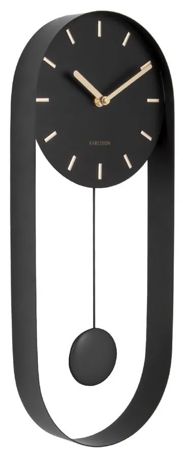 Čierne kyvadlové nástenné hodiny Karlsson Charm