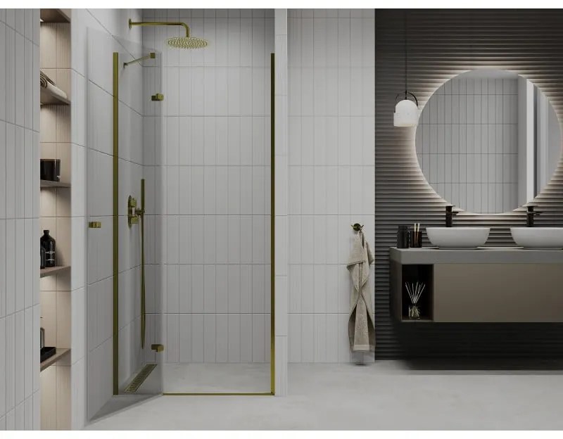 Mexen Roma, sprchové dvere do otvoru 70 x 190 cm, 6mm číre sklo, zlatý profil, 854-070-000-50-00