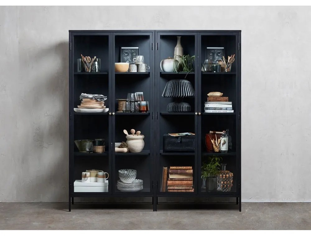 Čierna kovová vitrína 90x190 cm Carmel – Unique Furniture
