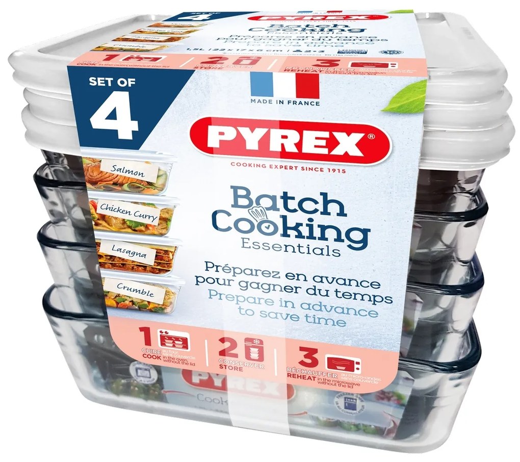 Pyrex Súprava sklenených dóz 4 ks, 1,5 l