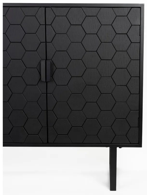 Čierna nízka komoda z borovicového dreva 135x90 cm Linc – White Label