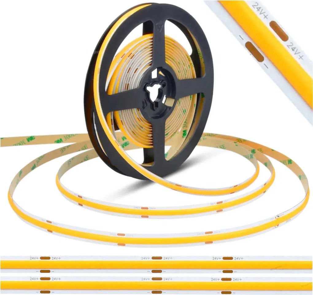 ECOLIGHT LED pásik COB - 24V - 9W/m - studená biela - 5m