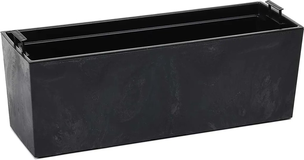 PLASTOVÝ KVETINÁČ BOUQUET 56X19 CM IMITÁCIA BETÓNU ČIERNA