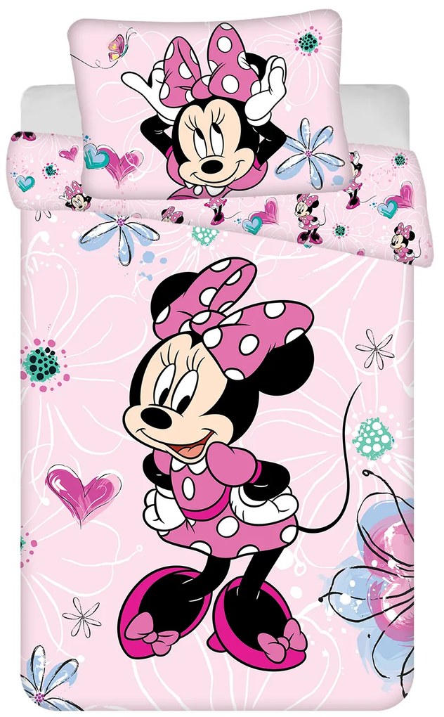 Jerry Fabrics Obliečky do postieľky 100x135 + 40x60 cm - Minnie "Flowers 02"