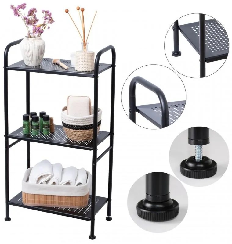 Erga Miki, 3-policový regál 405x210x770, čierna matná, ERG-YKA-P.MIKI-3