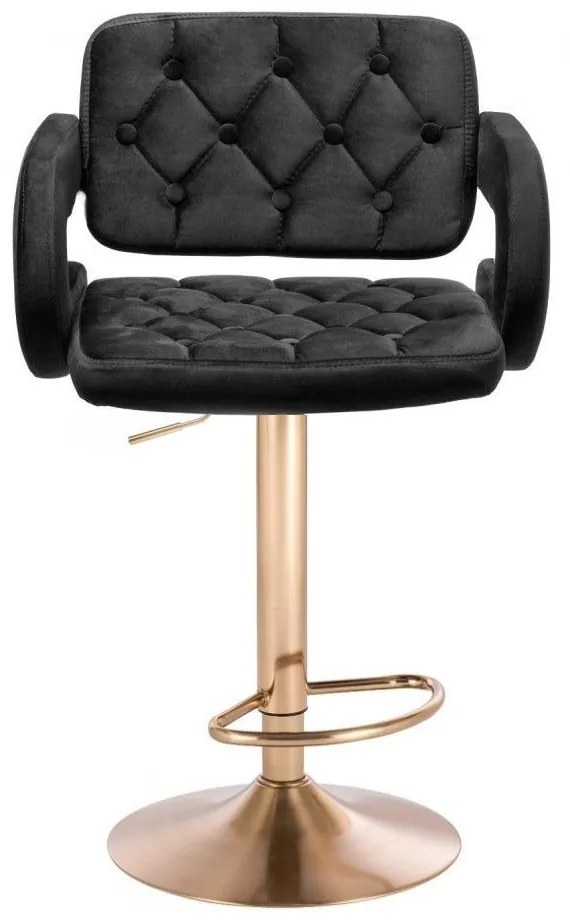 LuxuryForm DESIGN Barová stolička ADRIA VELUR na zlatom tanieri - čierna