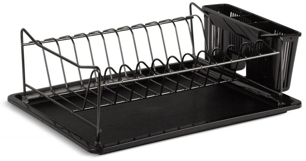 Wellhox Priestranný čierny stojan na riad s odkvapkávacou miskou.