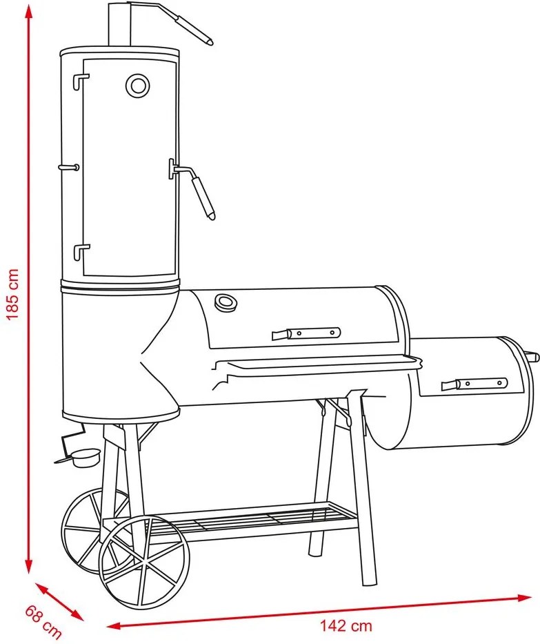 Záhradný gril s udiarňou LOKOMOTIVA AVENBERG BBQ MASTER
